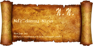 Nádassy Nina névjegykártya